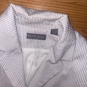 Kate Hill Men's White and Gray Striped Shirt
